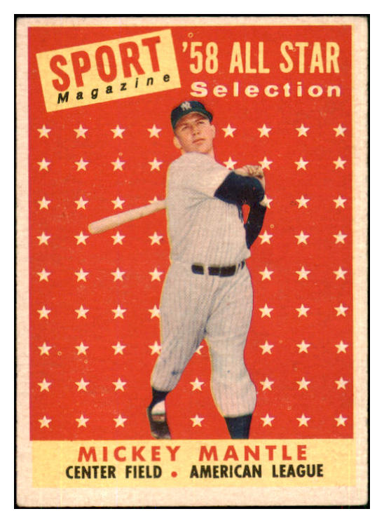 1958 Topps Baseball #487 Mickey Mantle A.S. Yankees VG-EX 447375