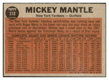 1962 Topps Baseball #318 Mickey Mantle IA Yankees EX-MT 447382