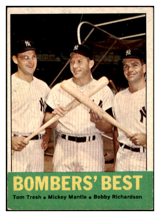 1963 Topps Baseball #173 Mickey Mantle Bobby Richardson VG-EX 447459