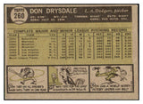 1961 Topps Baseball #260 Don Drysdale Dodgers VG-EX/EX 447566