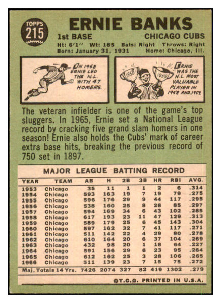 1967 Topps Baseball #215 Ernie Banks Cubs EX+/EX-MT 447683