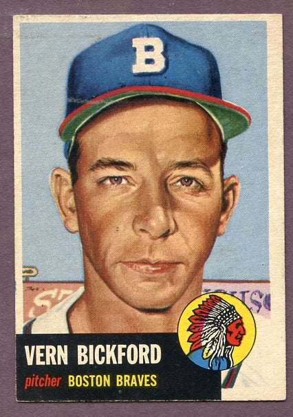 1953 Topps Baseball #161 Vern Bickford Braves EX-MT 448244