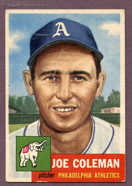1953 Topps Baseball #279 Joe Coleman A's Good 448316