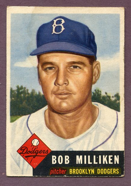 1953 Topps Baseball #221 Bob Milliken Dodgers VG 448374