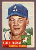 1953 Topps Baseball #129 Keith Thomas A's EX 448490