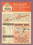 1953 Topps Baseball #205 Vern Benson Cardinals EX 448499