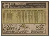 1961 Topps Baseball #430 Bill Mazeroski Pirates EX+/EX-MT 448969