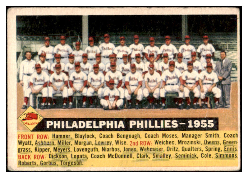 1956 Topps Baseball #072 Philadelphia Phillies Team Good Dated 449101