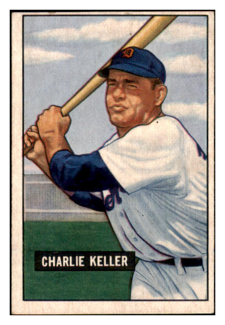 1951 Bowman Baseball #177 Charlie Keller Tigers EX-MT 449109