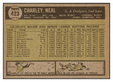 1961 Topps Baseball #423 Charlie Neal Dodgers VG-EX 449404
