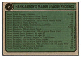 1974 Topps Baseball #002 Hank Aaron Braves VG 449428