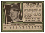 1971 Topps Baseball #117 Ted Simmons Cardinals VG-EX 449516