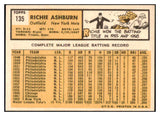 1963 Topps Baseball #135 Richie Ashburn Mets EX 449589