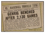 1961 Topps Baseball #405 Lou Gehrig Yankees EX+/EX-MT 449686