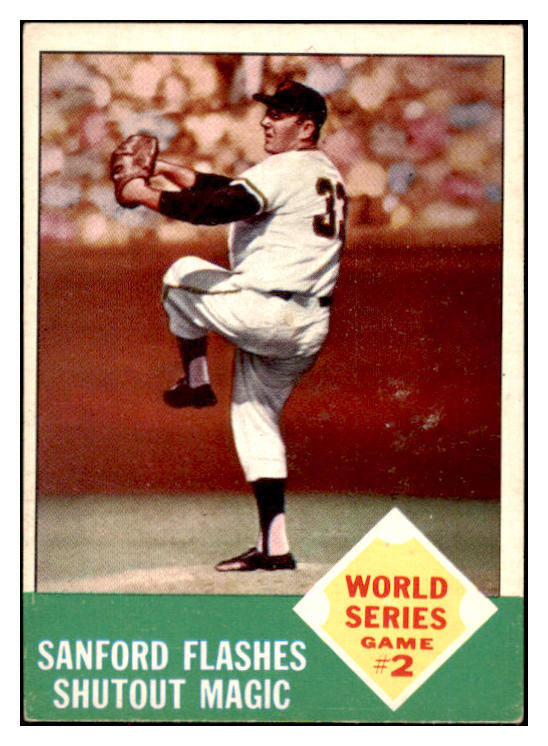 1963 Topps Baseball #143 World Series Game 2 Jack Sanford EX 449724