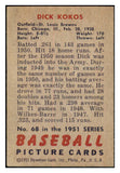 1951 Bowman Baseball #068 Dick Kokos Browns NR-MT 449825