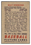 1951 Bowman Baseball #191 Billy Hitchcock A's EX-MT 449844