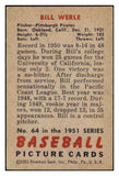 1951 Bowman Baseball #064 Bill Werle Pirates VG-EX 449868