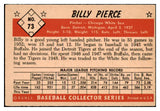 1953 Bowman Color Baseball #073 Billy Pierce White Sox EX 450000