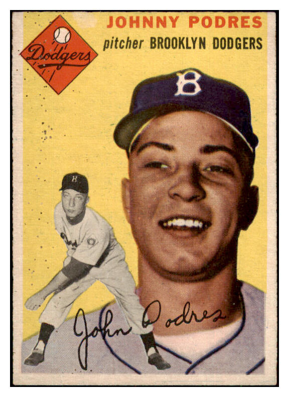 1954 Topps Baseball #166 Johnny Podres Dodgers VG-EX 450049