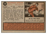 1962 Topps Baseball #100 Warren Spahn Braves EX 450162