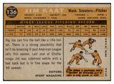 1960 Topps Baseball #136 Jim Kaat Senators VG/VG-EX 450180