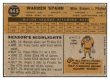 1960 Topps Baseball #445 Warren Spahn Braves VG-EX 450188