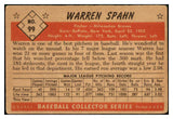 1953 Bowman Color Baseball #099 Warren Spahn Braves VG 450329