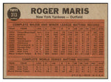 1962 Topps Baseball #313 Roger Maris IA Yankees EX-MT 450428