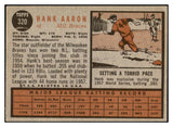 1962 Topps Baseball #320 Hank Aaron Braves VG-EX 450465