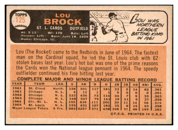 1966 Topps Baseball #125 Lou Brock Cardinals EX 450549