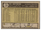 1961 Topps Baseball #120 Eddie Mathews Braves VG-EX 450555