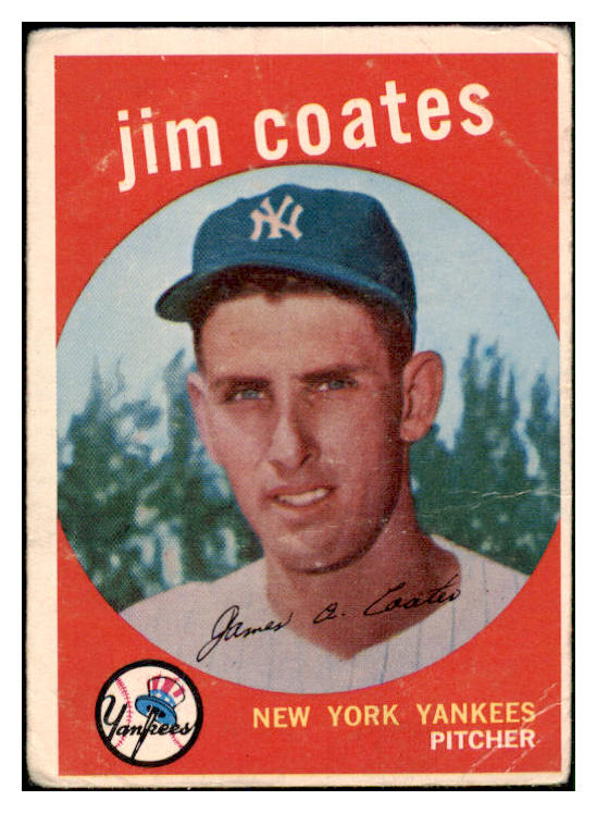 1959 Topps Baseball #525 Jim Coates Yankees Fair 450571
