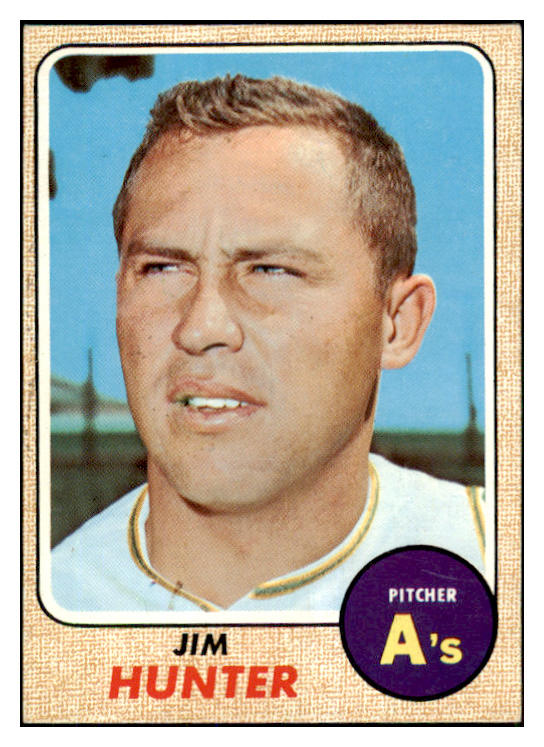 1968 Topps Baseball #385 Catfish Hunter A's EX-MT 450618