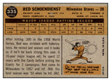 1960 Topps Baseball #335 Red Schoendienst Braves EX-MT 450854