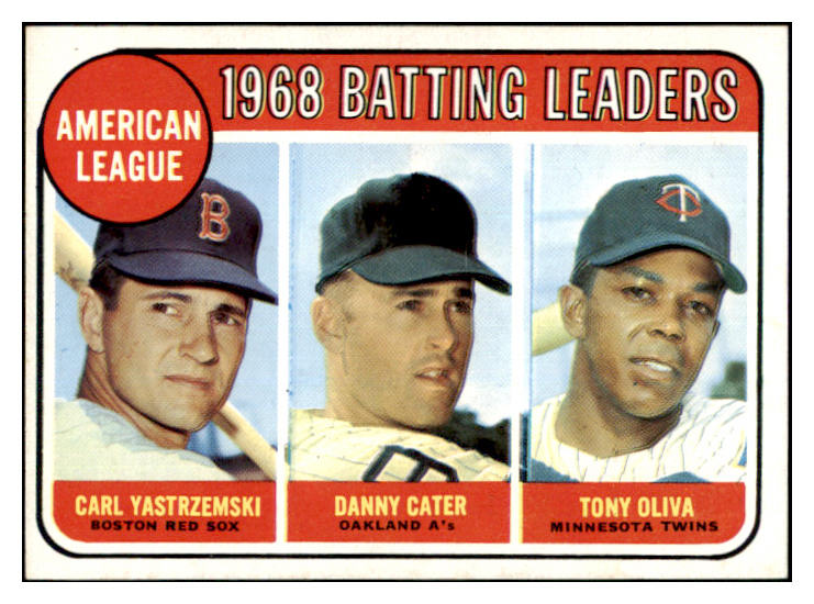 1969 Topps Baseball #001 A.L. Batting Leaders Carl Yastrzemski EX-MT 451008