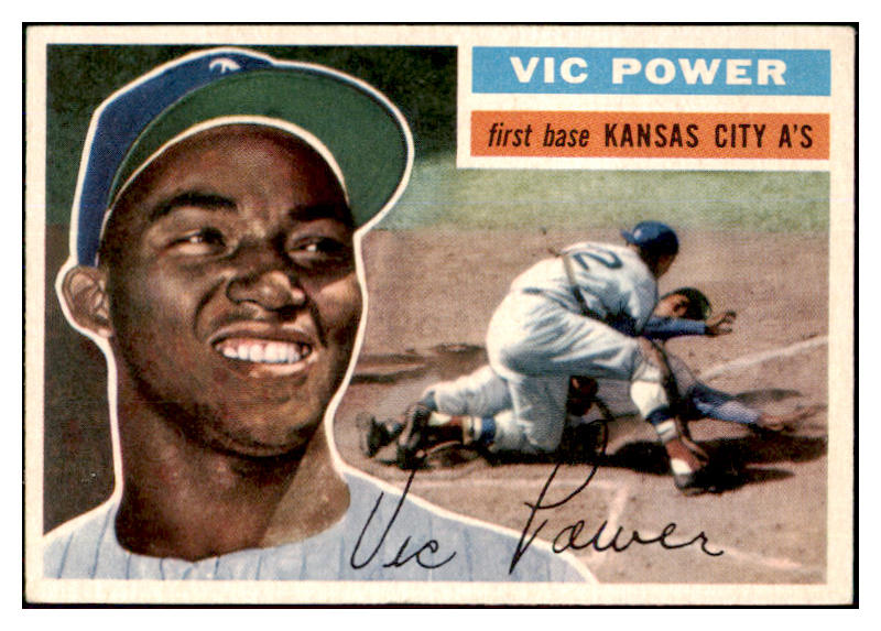 1956 Topps Baseball #067 Vic Power A's EX-MT White 451173