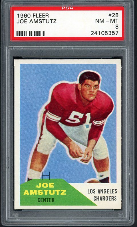 1960 Fleer Football #028 Joe Amstutz Chargers PSA 8 NM/MT 451496