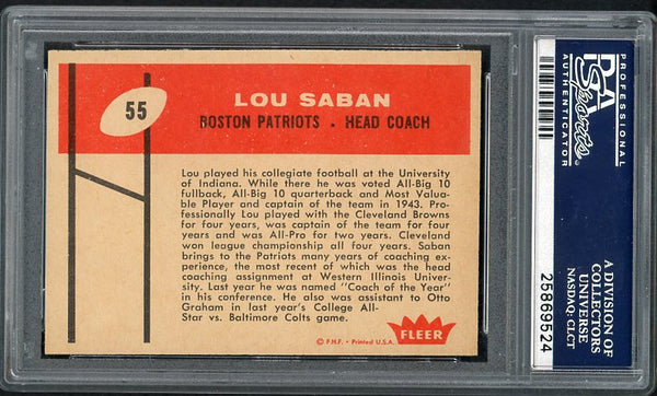 1960 Fleer Football #055 Lou Saban Patriots PSA 9 MINT 451523