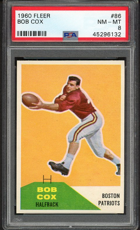 1960 Fleer Football #086 Bob Cox Patriots PSA 8 NM/MT 451554