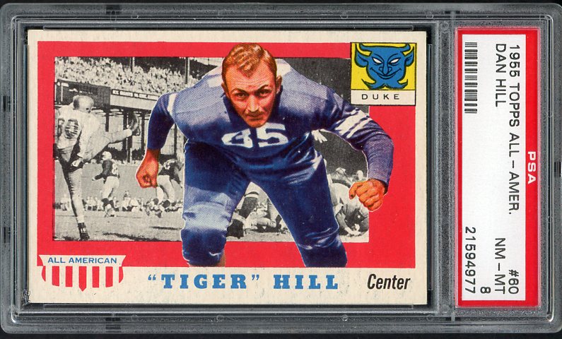 1955 Topps Football #060 Tiger Hill Duke PSA 8 NM/MT 451660