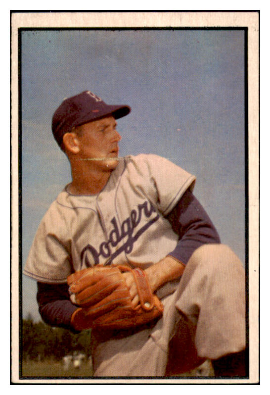 1953 Bowman Color Baseball #129 Russ Meyer Dodgers Good ink back 451712