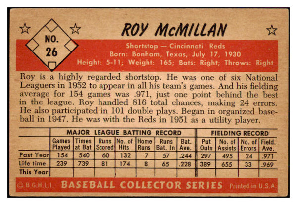 1953 Bowman Color Baseball #026 Roy McMillan Reds EX-MT 451830