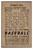 1952 Bowman Baseball #242 Everett Kell A's EX 452161