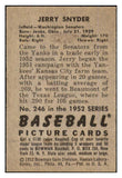 1952 Bowman Baseball #246 Jerry Snyder Senators NR-MT 452232