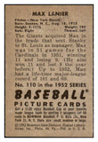 1952 Bowman Baseball #110 Max Lanier Giants NR-MT 452255