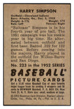 1952 Bowman Baseball #223 Harry Simpson Indians EX-MT 452273