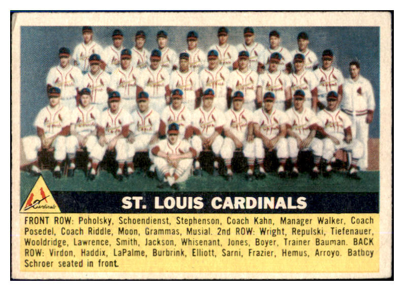 1956 Topps Baseball #134 St. Louis Cardinals Team VG-EX Gray 452315