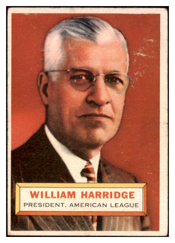 1956 Topps Baseball #001 William Harridge President VG White 452352