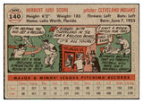 1956 Topps Baseball #140 Herb Score Indians VG-EX Gray 452359